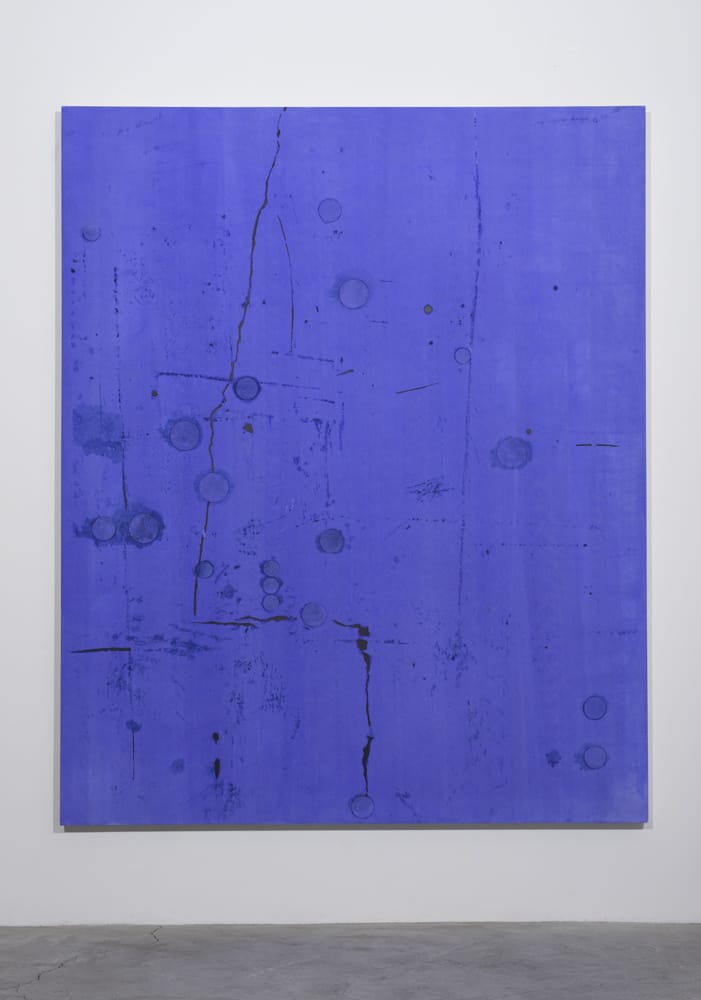 Artwork by David Amico, a mostly indigo colored painting with some circles