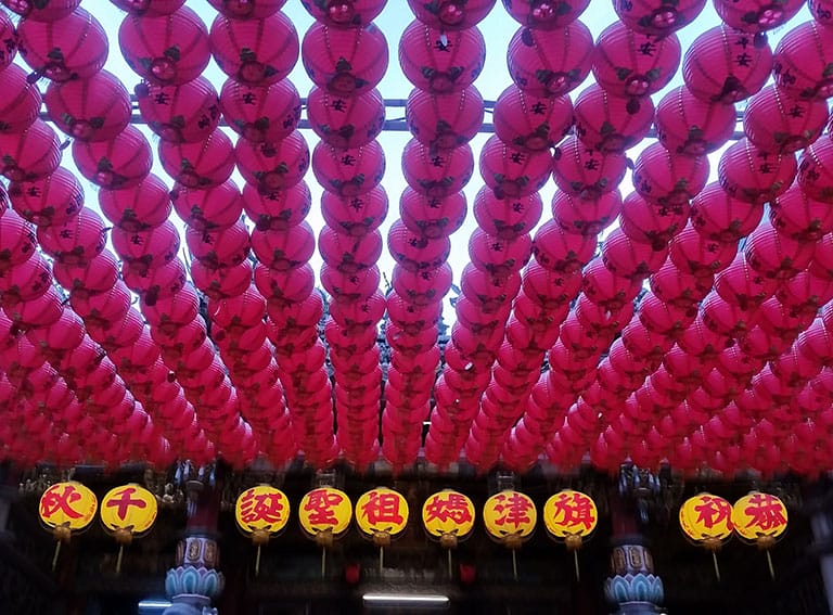 rows of red Chinese lanterns