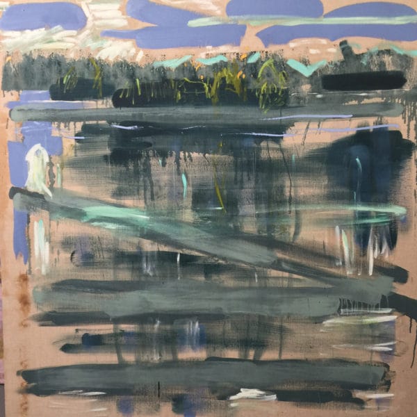 Student artwork by Laura Myntti, painting with grays and blues
