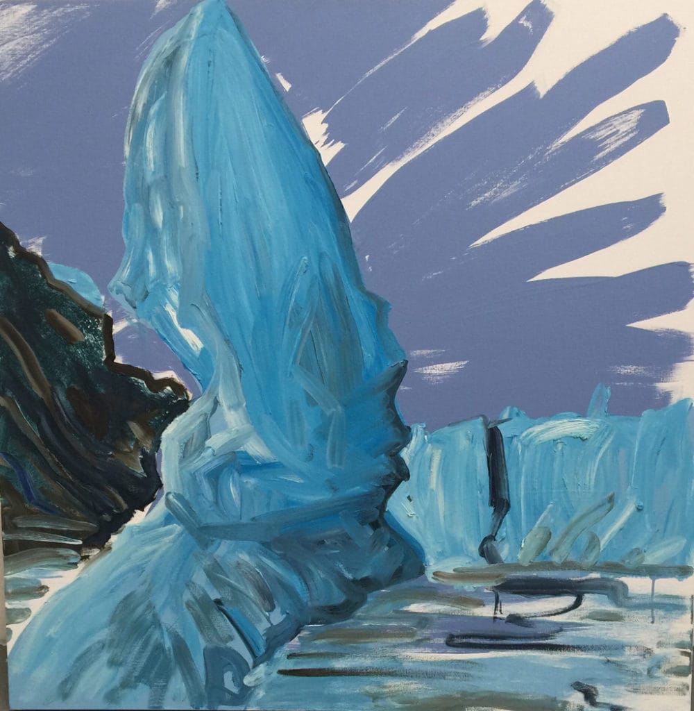 Student artwork by Laura Myntti, a painting with purple blue and black