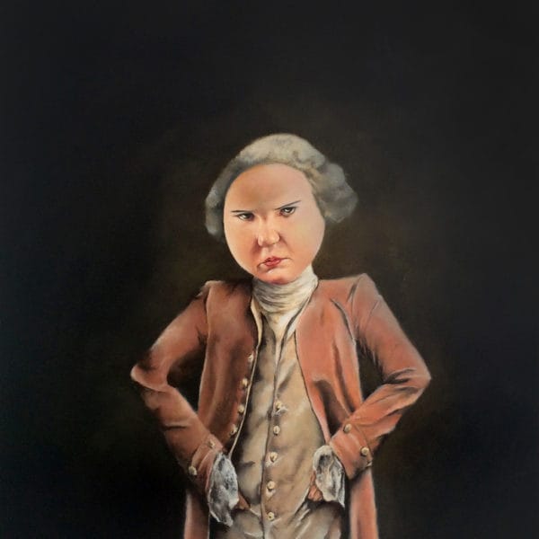 Student artwork by Rachel Carson, painting of a person in historical clothing