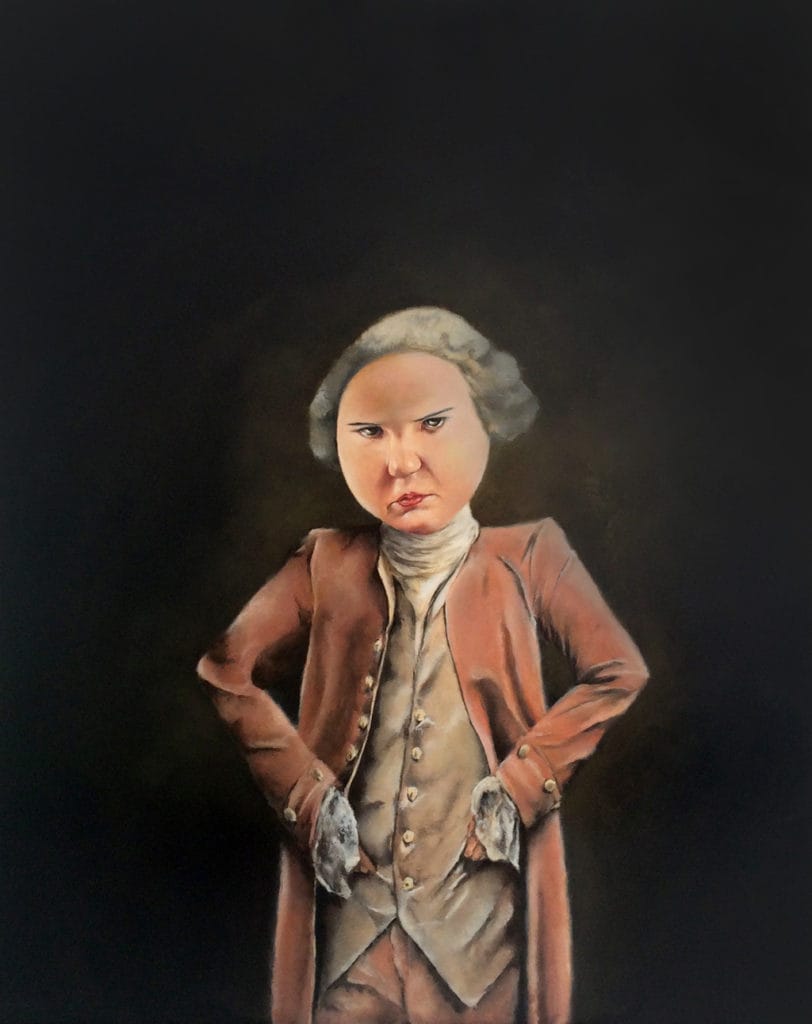 Student artwork by Rachel Carson, painting of a person in historical clothing