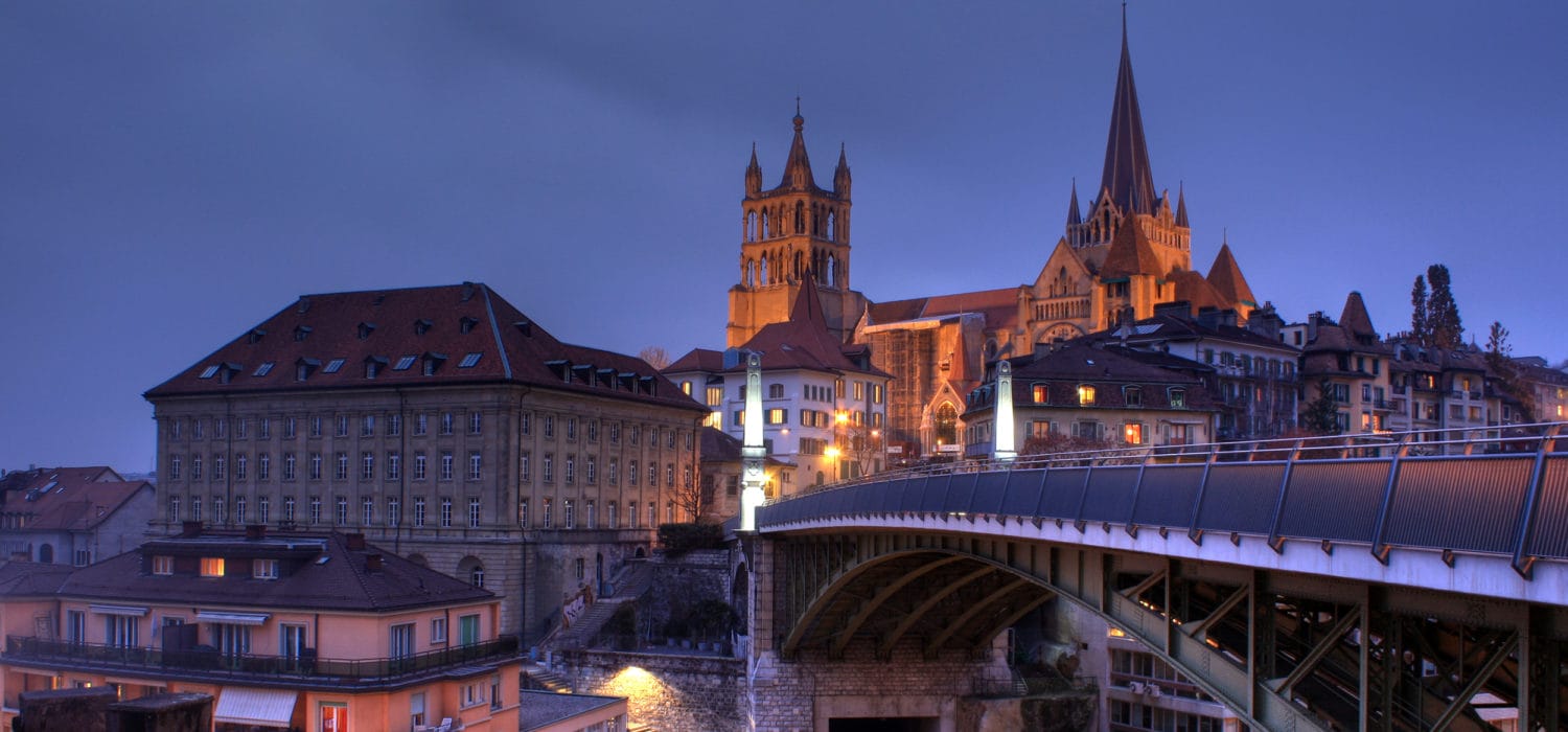Financial Engineering exchange program - view of Lausanne bridge and cathedral in background