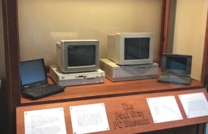 Early IBM and Apple computers in the Paul Gray PC Museum.