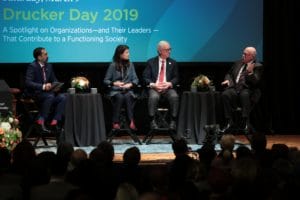 Ryan Patel, Beth Zachary, Walt Johnson, and Richard Yochum at Drucker Day 2019