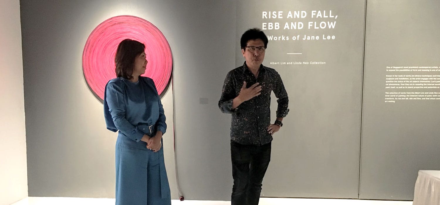 Albert Lim and Linda Neo talking about their collection and introducing students to the work of Jane Lee in Singapore