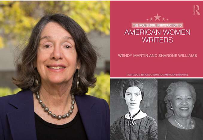Professor Wendy Martin and the cover of her book "American Women Writers"