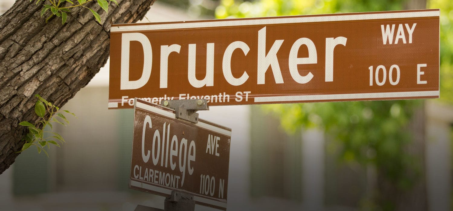 Drucker Way street sign