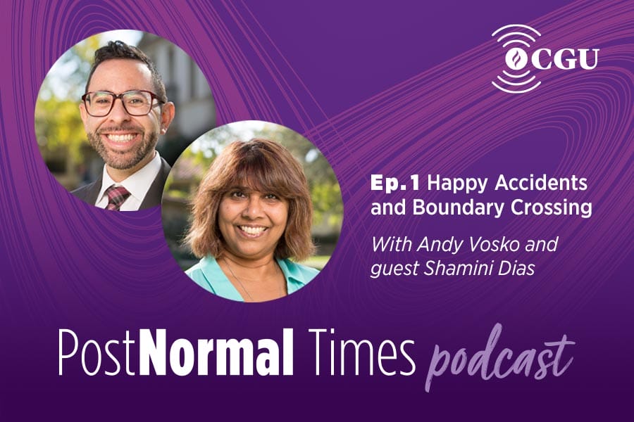 Andrew Vosko and Shamini Dias PostNormal Times podcast episode 1 banner