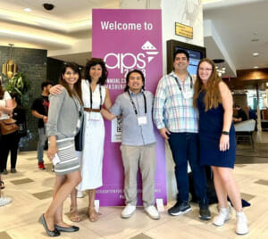Assistant Professor Saida Heshmati, left, attends the Association for Psychological Science conference in May with lab members