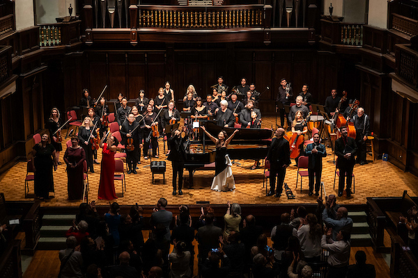 Jenny Soonjin Kim thanks the crowd after the Centennial Concert, 2025.