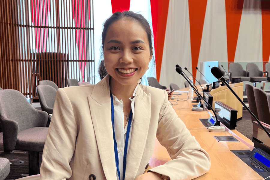 Dream and Believe Award recipient Vui Nguyen at the United Nations, representing Vietnam at the Commission on the Status of Women conference.